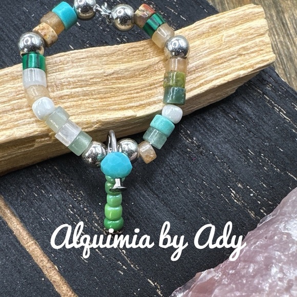 Rainbow multi stone infinity band beaded charms ring - Picture 1 of 2